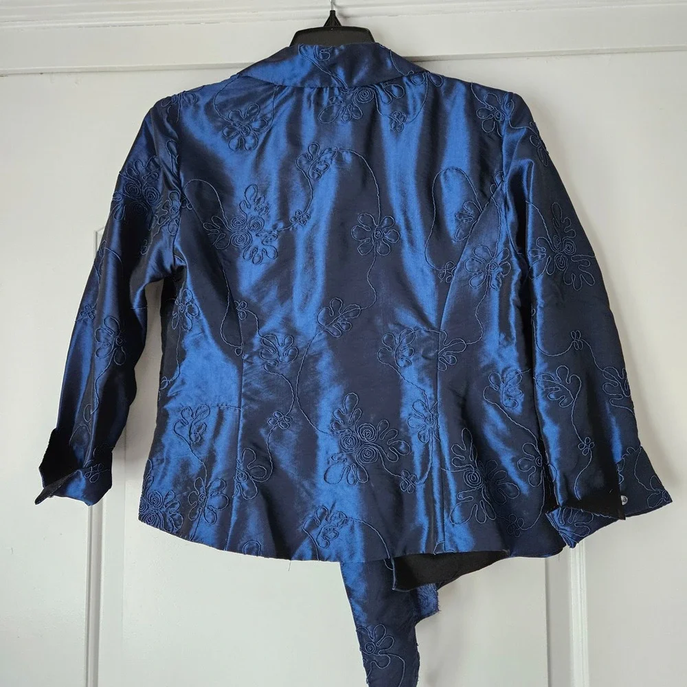 JR Nites Vintage Caliendo Jacket Womens 14 Navy Blue Embroidered‎ Wedding Guest